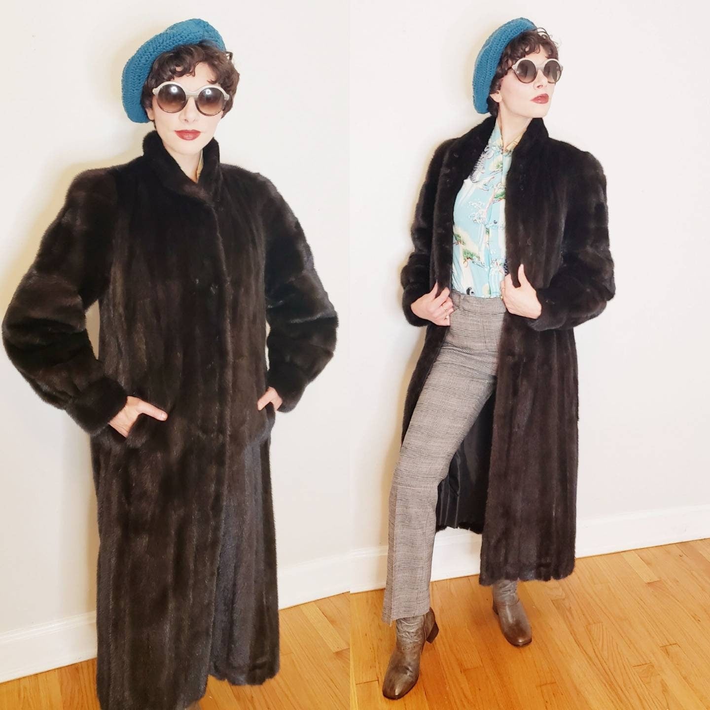 1980s Ranch Mink Fur Coat by Hana K Brown Long