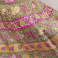 1950s Graphic Print A Line Midi Skirt / 50s Summer Skirt Green Pink Mustard Yellow India Cotton Print / S / Archana