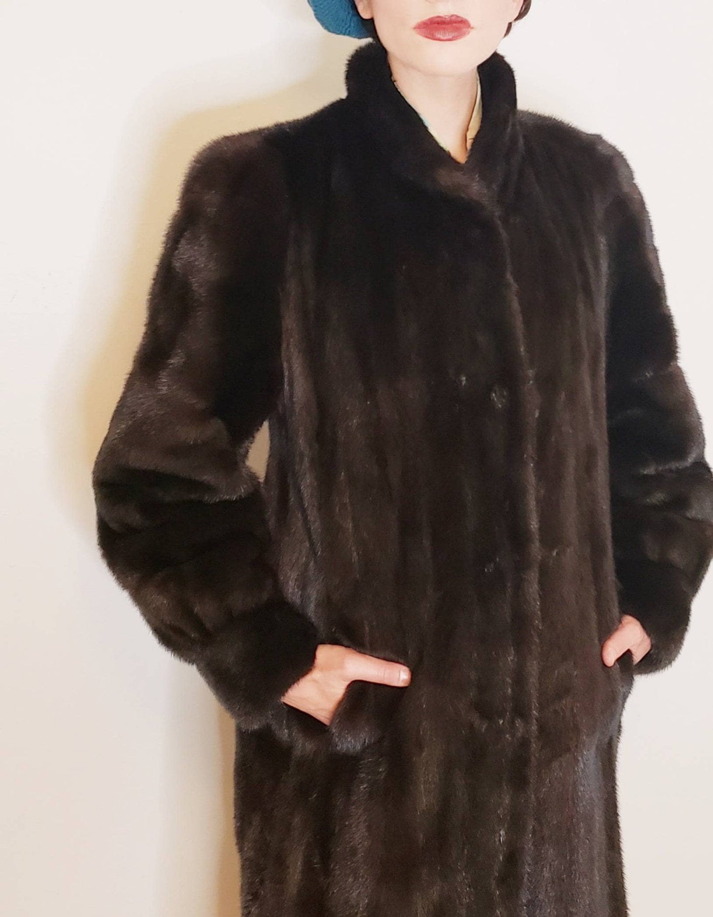 1980s Ranch Mink Fur Coat by Hana K Brown Long