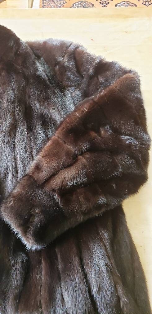 1980s Ranch Mink Fur Coat by Hana K Brown Long