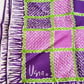 1970s Vera Square Purple Blue Pink Green Checkerboard Square Print / 70s Graphic Print Square Head Kerchief Designer / Ethyl