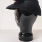 1930s Black Wool Hat with Large Bow Loops & Red Velvet   / 30s Modernist Sculptural Hat Dover Pollack