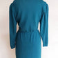 1980s Blue St John Knit Dress Long Sleeves / 80s Designer Button Down Aquamarine Knit Dress Gold Buttons Elastic Waist / M / Veronique