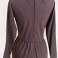 1970s Brown Wool Long Sleeved Dress Laced Bodice Achille Datillo / 70s Long Sleeved Day Dress Elastic Waist Rare Collectible label / S