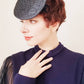 1950s Navy Blue Straw Mini Hat / 50s Mini Platter or Saucer Hat with Velvet Bows Mar-Field marshall Field & Co