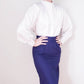 1950s Navy Blue Pencil Skirt Back Button Closure /S