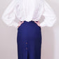 1950s Navy Blue Pencil Skirt Back Button Closure /S