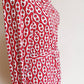 1970s Red White Graphic Print Long Sleeved Dress / 70s Shirtdress with White Chain Polkadot Pattern Jersey / Med / Atia