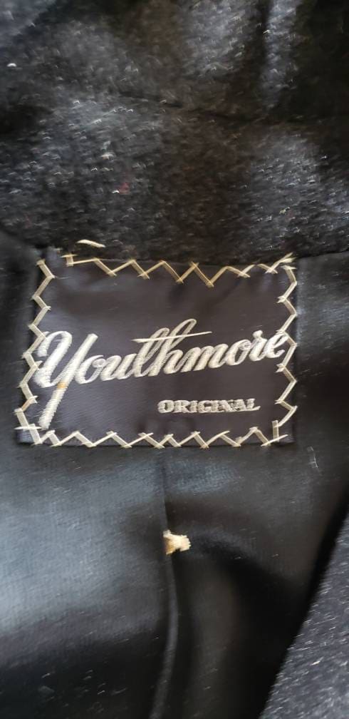 1940s Charcoal Gray Wool Swing Jacket / 40s Button Down Jacket Forstmann Youthmore Original