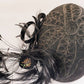 1930s Black Embroidered Cocktail Hat with Asymmetrical Black Feathers / 30s Avant Garde Modernist Evening Hat / Adalene