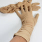 1950s Beige Gloves Ruched Elastic Design / 50s Three Quarters Length Day Gloves Light Tan / Jacqui