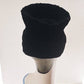 1950s Black Velvet Toque Hat Rhinestone Brooch / 50s Midcentury Modern Tall Evening Party Dressy Cocktail Hat / Desi