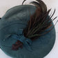 1940s Aqua Green Suede Beret Style Hat with Feather / 40s New York Creation McCurdy's Hat Robin Hood Style