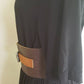 Vintage Wide Brown Leather Belt Orange Suede Silver Metal Buckle Handmade Med to Large / Amena