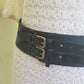 Vintage Ralph Lauren Black Leather Wide Belt Adjustable Military Style Double Straps DEADSTOCK original 295 Price Tag XL PLUS Size