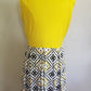 70s Does 20s Dress Drop Waist Yellow Black Dice Print