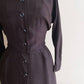 50s Brown Shirtdress Button Down Front / 50s Long Sleeved Day Dress L'Aiglon / Large / Ambre