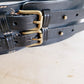 Vintage Ralph Lauren Black Leather Wide Belt Adjustable Military Style Double Straps DEADSTOCK original 295 Price Tag XL PLUS Size