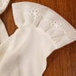 1950s White Nylon Cuffed Gloves / 50s Cocktail Gloves Eyelet Lace Ruffle Wedding Bridal / Feminine Frilly / Norma