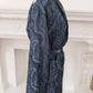 1970s Blue Marble Print Robe Mens Unisex Long Sleeved Botany 500 / Mens Lounging Robe Sash Tie Belt / Small / Chev