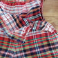 1960s Cotton Print Shorts Red Blue Green White / 60s High Waisted Shorts with Pocket / Medium / Calliope