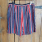 1960s Cotton Print Shorts Red White Blue Stripes Checkerboard /M