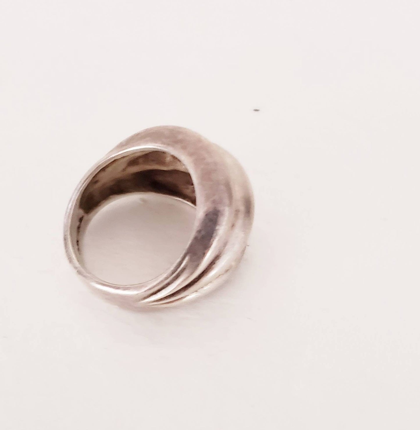 Vintage Ring Mexican Silver Taxco / Rounded Tiered Nub Stamped Silver Ring TN-47 / Size 10/ Damia