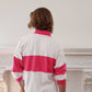 1980s Mens Forenza Jersey Pullover Shirt Pink White Lime Green / Long Sleeved 80s Collared Shirt Unisex / S / Garlyn