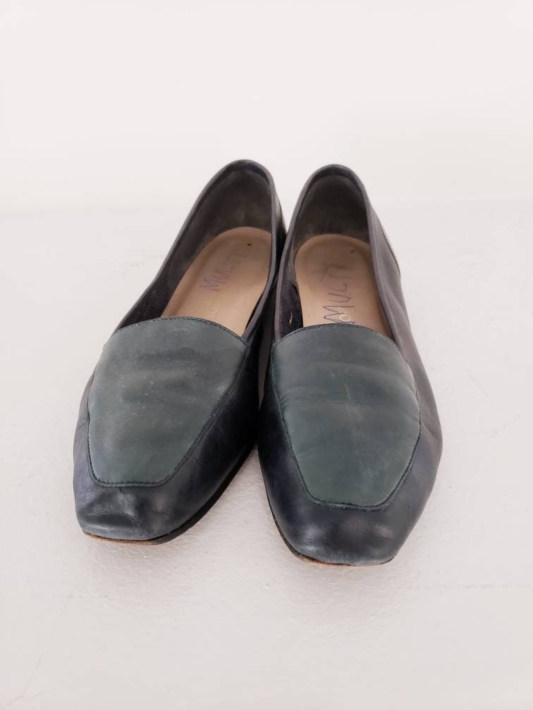 Vintage Green & Oxblood Red Loafers Enzo Angiolini Y2k Minimalist / Ladies Brown Leather Flats Shoes 7.5 / Darya