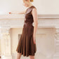 1950s Brown Cotton Midi Length Sun Dress / 50s Sleeveless Dress Full Pleated Skirt / M / Avalon