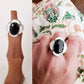 Vintage Chunky Flower Ring Silver Opal Onyx Floral Daisy Inlay Large size 11.5 / Berengaria