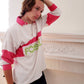 1980s Mens Forenza Jersey Pullover Shirt Pink White Lime Green / Long Sleeved 80s Collared Shirt Unisex / S / Garlyn