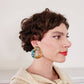 1980s Large Earrings Clips Blue Gold Enamel Hoops / 80s Clip-On Earrings Bold Chunky Maximalist Hoops / Aurore