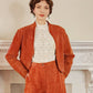 1970s Suede Culottes and Jacket Set Rust Orange Brown Deerskin Trading Post Boho Pants Suit Medium / Delma