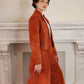 1970s Suede Culottes and Jacket Set Rust Orange Brown Deerskin Trading Post Boho Pants Suit Medium / Delma